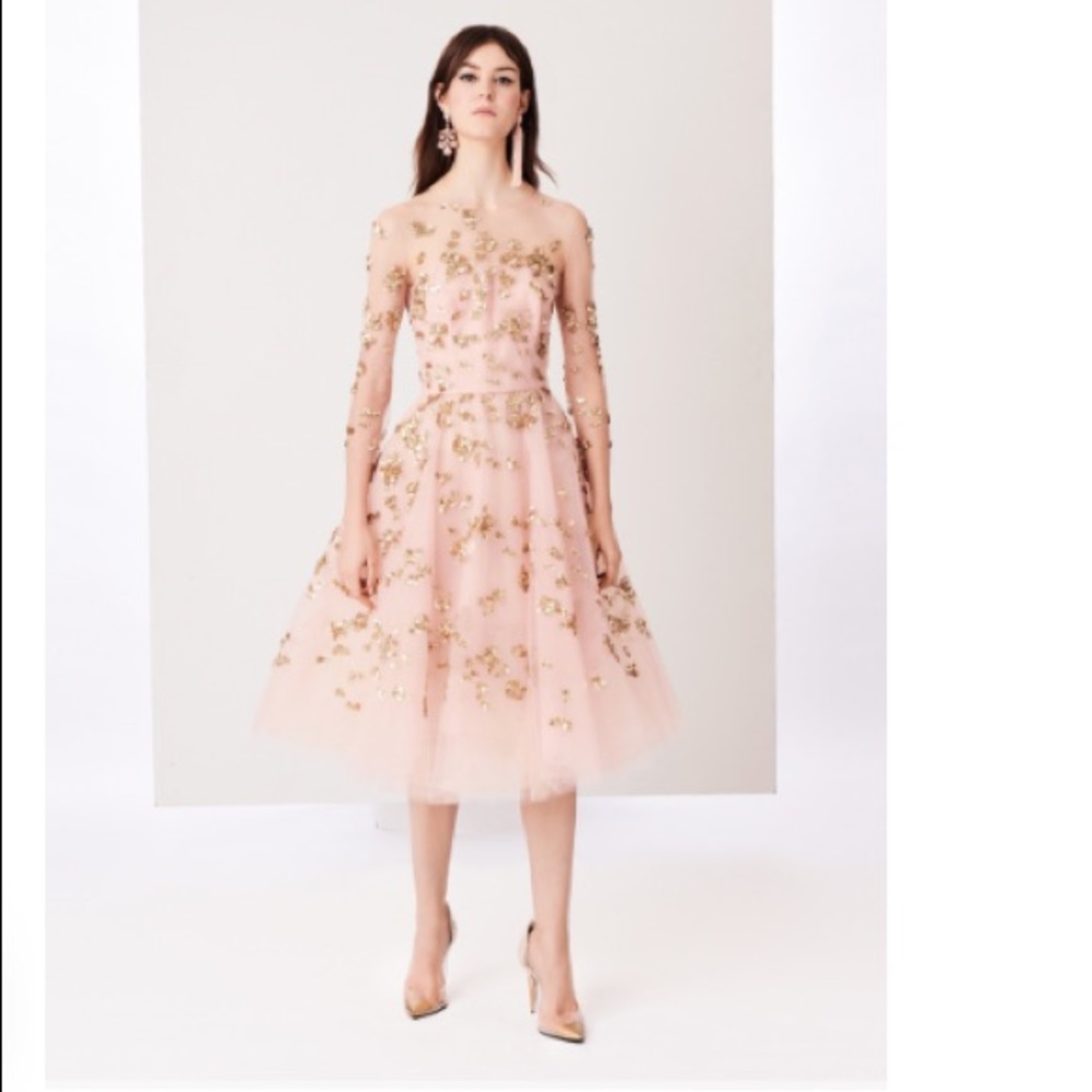 Oscar De la Renta Sequin Embroidered CocktailDress